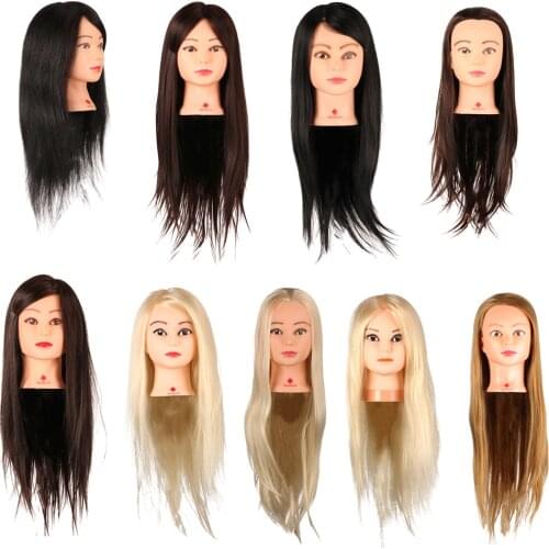 Professional Mannequin head With Real Human Hair Salon Female Mannequin Hairdressing Styling Dolls Training Head 20''-26