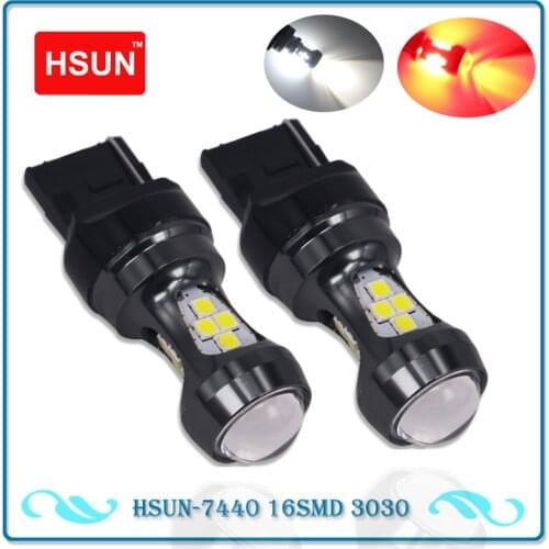 HSUN 2pcs 7440 7443 3156 3157 LED Bulbs Auto Fog P21/5W LED Tail Turn S25 P21W Light R5W Lamp parking Reserve Lights 12-24V