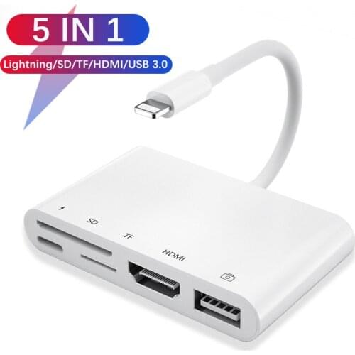 Lighttning To 1080P HDMI Cable USB SD TF Card Reader Digital AV TV OTG Adapter Hub For iPhone X XR XS 11Pro Max SE iPad Mini Pro
