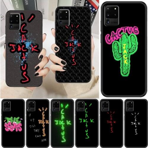 Cactus jack letter words Phone case For Samsung Galaxy Note 4 8 9 10 20 S8 S9 S10 S10E S20 Plus UITRA Ultra black luxury funda