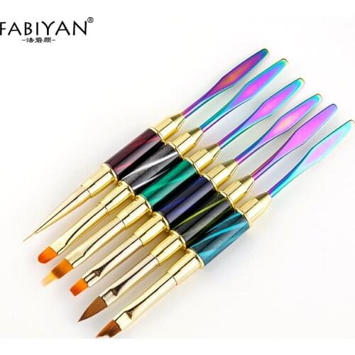 Cat Eye Nail Art Brush Spatula Drawing Painting Line Pen Liner Gradient Flat Round Builder Extension Metal French Manicure Tools