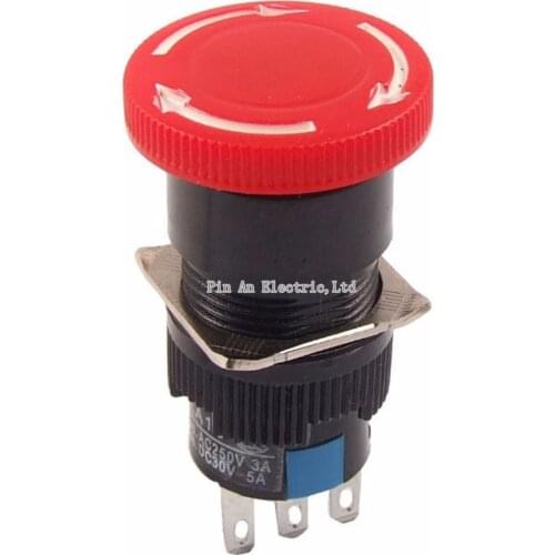 2PCS emergency stop button, switch shot 16mm 250 v 1A LA16-11ZS