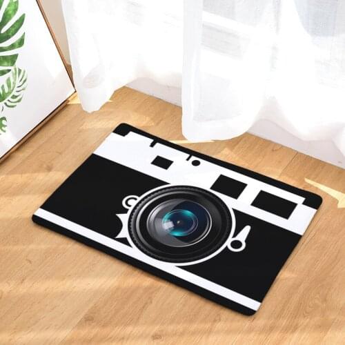 Zeegle Camera Pattern Flannel Corridor Mat Water Absorption Bedroom Carpet Bedside Foot Pad Non-slip Bath Mats Kitchen Area Rug