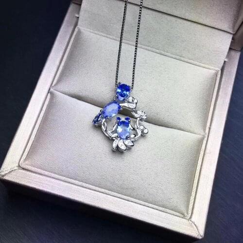 The Best GiftFor your girl Friend Natural Real Tanzanite Pendant Fahsion Tanzanite Necklace 925 sterling silver For men or women