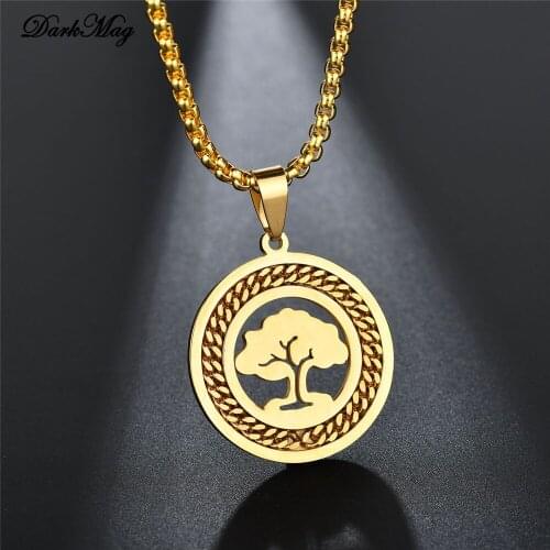 DarkMag Hot Tree of Life Round Small Pendant Necklace Gold Color Bijoux Collier Elegant Women Jewelry Gifts Dropshipping