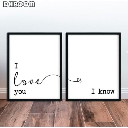 Minimalist Wall Art I Love You I Know Love Gift Print Painting Picture Romantic Quote Canvas Poster Home Bedroom Wall Decor
