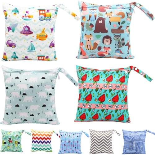 Asenappy Reusable Cloth Nappy Wet Bag Infant Portable Waterproof Stroller Dry Pail Pocket Mommy Diaper Bag for Baby 28*30cm