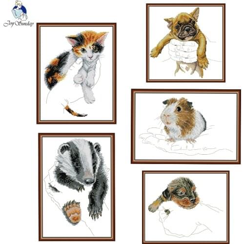 Count Cross Stitch Kit DIY Animal in the Palm Series Patterns Embroidery Kit Aida 14CT 11CT Needlework Home Decoration Painting