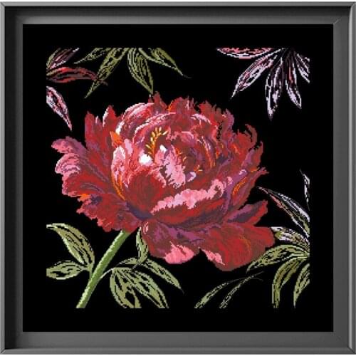 Well worth waiting cross stitch kit flower Dreampattern 18ct 14ct 11ct black canvas embroidery DIY needlework wall decor