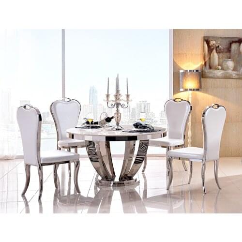 Stainless steel Dining Room Set Home Furniture minimalist modern glass dining table and 4 chairs mesa de jantar muebles comedor