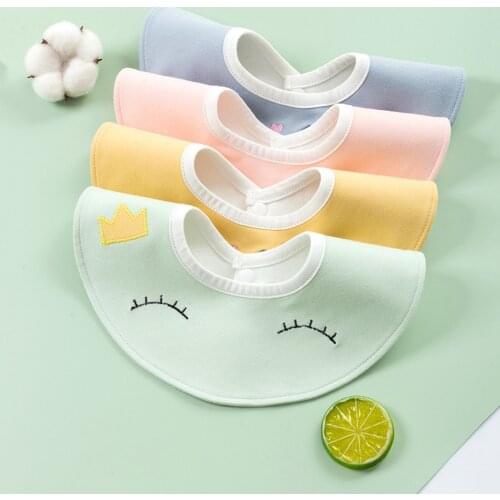 Baywell Newborn Baby Cotton Cartoon Cotton Bibs Waterproof Rotating Bibs Girls Boys Lovely Feeding Burp Cloths