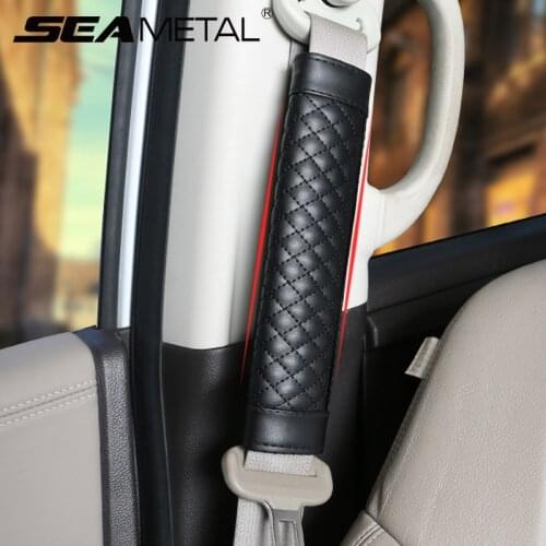 Car Seat Belt Cover SEAMETAL PU Leather Seat-Belt Padding Universal Protector Seat Belts Safety Pad Interior Auto Accessories