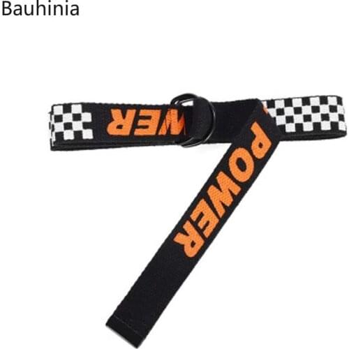 NEW Double-loop D Buckle English Alphabet 130*3CM Canvas Belt Young Students Trendy Fashion Woven Trouser Belt