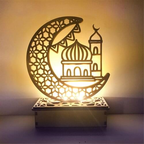 New Wooden DIY Handmade LED Eid Mubarak Decoration Gift Ornaments (without Battery) Home Gifts Decor Eid Mubarak Lantern