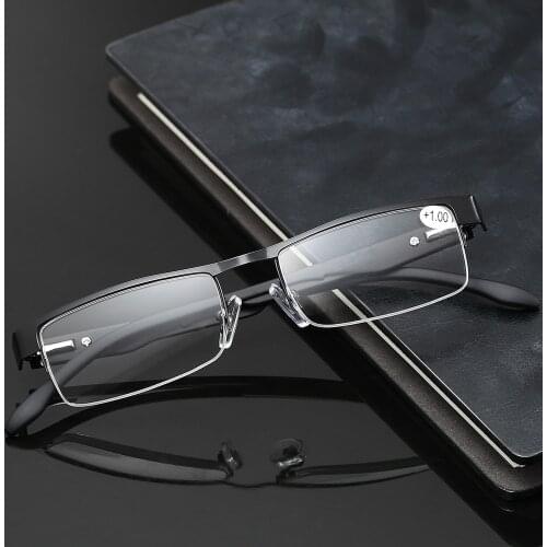 Newest Unisex Semi-Rimless Reading Glasses Men Women HD Resin Lens Myopia Eyeglasses Frames Eyewear Portable Gift For Parents