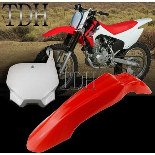 For Honda CRF230F CRF150F CRF 230F 150F Motocross Supermoto MX Enduro Front Fender + Front Number Plate Mudguard 2016-2018 2019