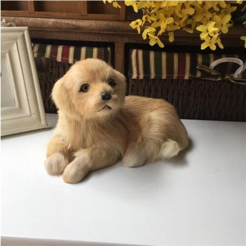 Plush Toy Simulation Dog Leather Hair Golden Retriever Crafts Home Christmas Decoration Childrens Educational Gifts
