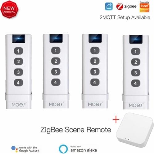ZigBee Smart Scene Switch 4 Gang Remote Portable Tuya Zigbee Hub Required For Smart Home Automation Scenario With Alexa Google