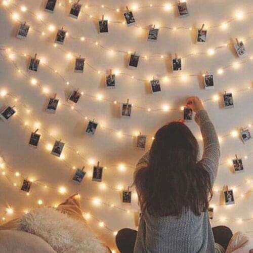 Christmas Lights 30/40 LED Photo Picture Hanging Peg Clips Fairy String Light Party Decor Lamp Decorations for Home Hot