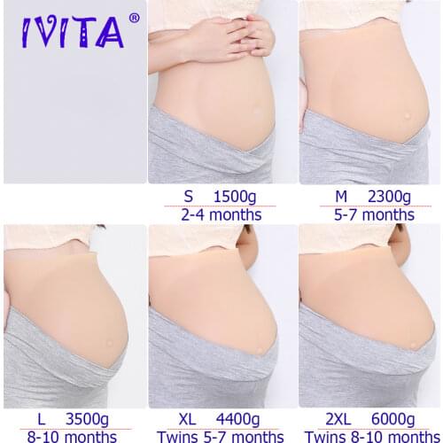 IVITA 100% Artificial Silicone Fake Pregnant False Belly Realistic Silicone Pregnancy Belly for Woman Crossdresser Belly Cosplay