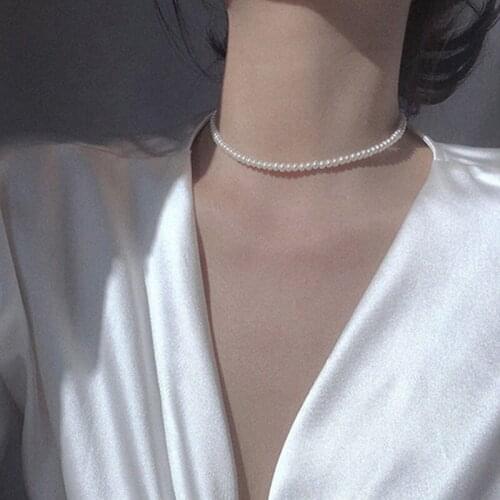 Temperament White Pearls Choker Necklaces For Women Girls Korean New Necklaces Wedding Party Daily Fashion Jewelry Trendy