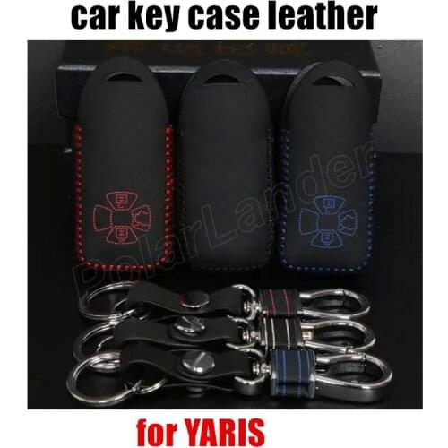 Only Red high quality Hand sewing DIY car styling Car key cover car key case Genuine leather fit for TOYOTA RAV4 YARIS