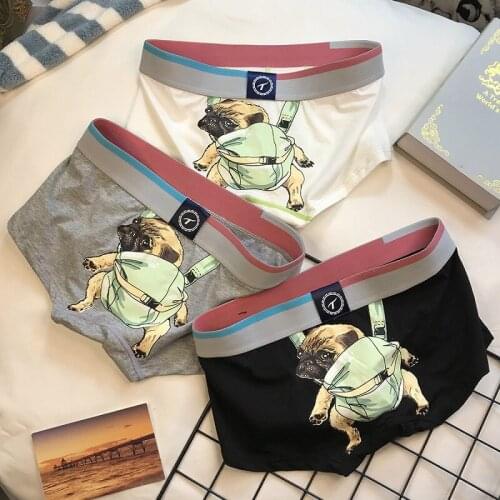 1 Piece Men’ s Panties Sexy Mens Underwear Cotton Dog Print Male Fashion Men Boxer Shorts Low Waist Soft Underpants 2021 New