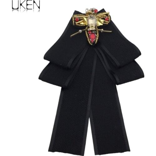 UKEN Bohemia Handmade Crystal Bee Brooches Women Fashion Jewelry Statement Collar Bowknot Brooches Pins Accessories