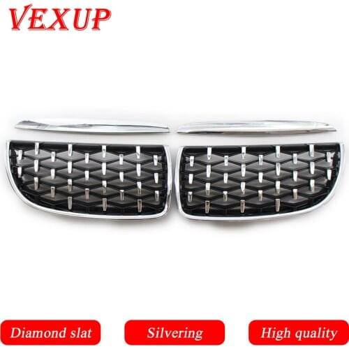 VexUp Front Kidney Grille Hood Grills -Double Slat for BMW E90 323I 328I 335I 330I 325I 3-Series 2005-2008 (Diamond Silvering)