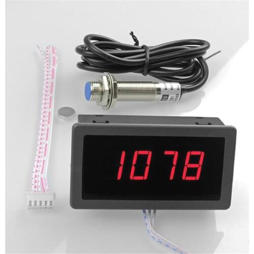 High Precision Digital Frequency Tachometer 0.56" 4 LED DC 8-15V Car Motor Speed Meter RPM velocity Tester 5-9999R/M