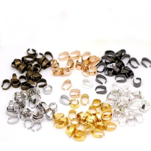 100 Pcs/Lot) Pendant Pinch Clips Clasp Bails Hooks Connectors Chains Leather Cord Crimps Ends Charms Buckle DIY Jewelry Fing