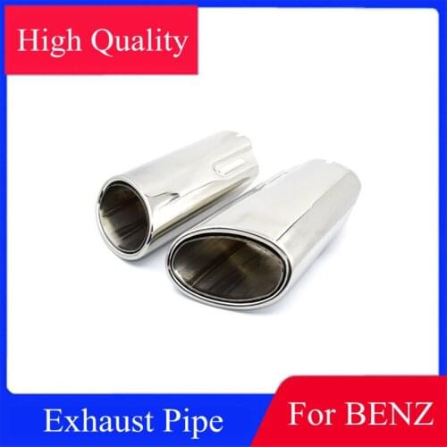 2 Pieces Single Stainless Steel Muffler Exhaust Tail Tip End Pipe For BENZ C180 C200 E200 E260 Car Styling