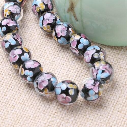 20pcs/lot 14mm Handmade Loose Glass Lampwork Beads For Bracelets Diy Flower Charms Necklace Beads Jewelry Making Accessories