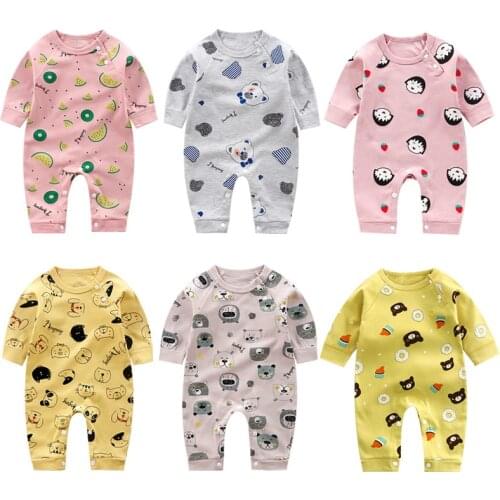 2021 Baby Boys Girls Romper Cotton Long Sleeve Cartoon Print Jumpsuit Infant Clothing Autumn Newborn Baby Clothes