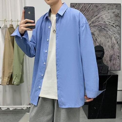 2021 Versatile loose comfortable breathable casual oversized shirt soft student graduation photo shirt