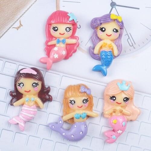 5pcs/lot Resin Mermaid Tail Cabochon Embellishment Flatback For Resin Scrapbooking Craft DIY Decorative Favor