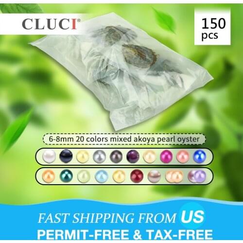 CLUCI 150pcs 6-8mm Mix 20 Colors Natural Round Akoya Pearls Saltwater Beads Vacuum Packed Oysters with Pearls WP154SB