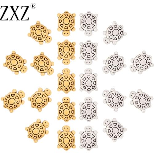 ZXZ 50pcs Tibetan Silver/Gold Tone Tortoise Turtle Spacer Beads Charms 2 Sided for Bracelet Jewelry Making Accessories 1mm Hole