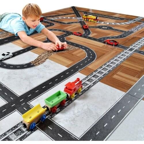 48mmx5m Black Railway Highway Paste and Tape Adhesion Masking Belt Traffic Network Creative Cognition Puzzle DIY Toy Car Game