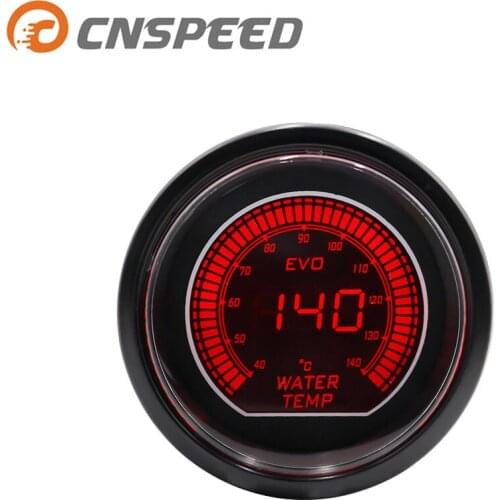CNSPEED 52mm 2-inch EVO LCD red/blue LED water temperature meter with sensor 40-140 degrees Celsius meter YC101032