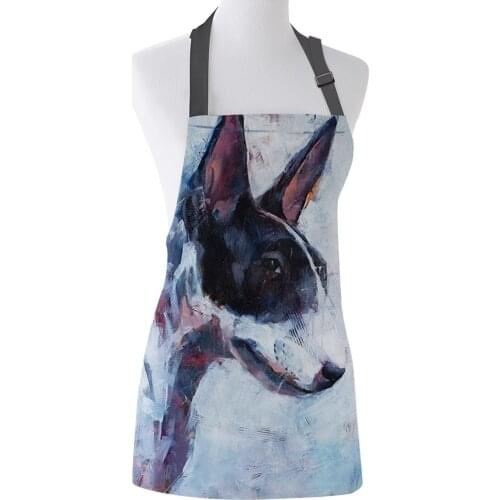 Pet Dog Portrait Of Bullhead Terrier Pattern Kitchen Apron Women Adult Female Home Cooking Baking Cleaning Aprons Bibs Home Tool