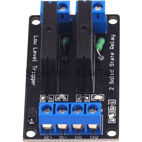 5V 12V 24V 3-24V 2 Channel Solid State Relay Module Low Level Trigger DC-AC/DC-DC 250V 2A Output with Resistive Fuse