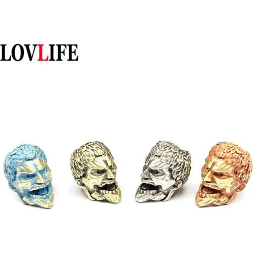 Giant Head Figurines Brass Knife Pendant DIY Bracelet Accessories EDC Outdoor Copper Jewelry Umbrella Rope Lanyard Paracord Bead