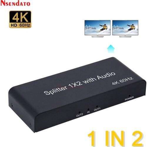 HD 2.0 Splitter 1X2 4K 60HZ with Optical Spdif 3.5mm Stereo Audio Extractor Video Converter Adapter for PS4 TV BOX PC Monitor