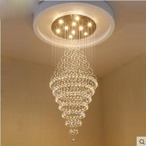 Hall crystal chandelier living room round penthouse villa penthouse stairwell long chandelier living room chandelier led lamp