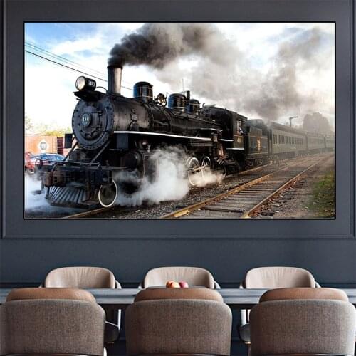 Classical Train Locomotive Canvas Painting Posters and Prints Wall Art Trains Pictures for Living Room Cuadros Home Decoration