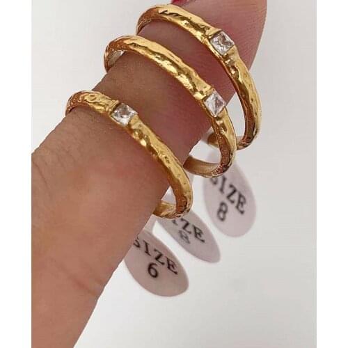 Timeless Wonder Titanium Sweet Zirconia Geo Rings for Women Stainless Steel Jewelry Punk Goth Boho Ins Top Party Trendy Emo 6548