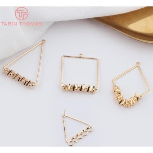 4PCS 24K Gold Color Plated Brass Triangle Earring Connector for DIY Earring Jewelry Making Findings