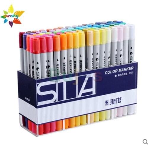 Sta 12/24/36/48/60/80 color Double head water soluble color marker set 1.0/4.0 mm soft head hand drawing design art supplies
