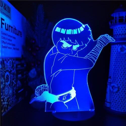Naruto Rock Lee 3d Night Light Anime Figure Led Decoration Lighting Home Decor Lampara Kids Lamp Bedside Table Desk Lights Gifts